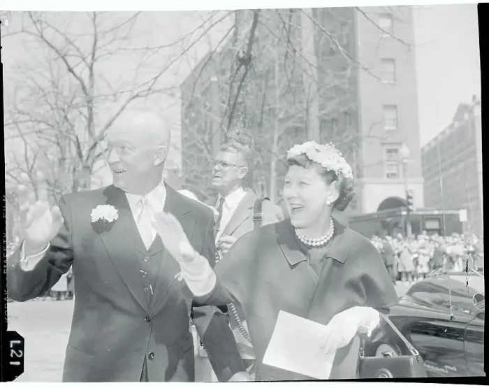 Framed Print : President and Mrs. Eisenhower Waving Framed Print : President and Mrs. Eisenhower Waving