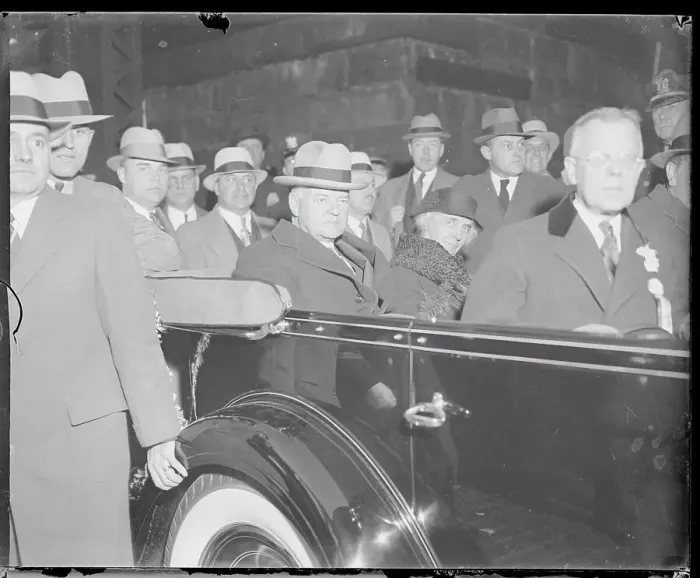 Framed Print : President and Mrs. Hoover Riding in Car