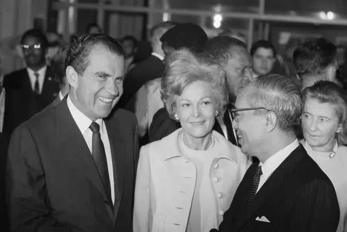 Framed Print : President and Mrs. Nixon Arriving at Untited Nations Framed Print : President and Mrs. Nixon Arriving at Untited Nations