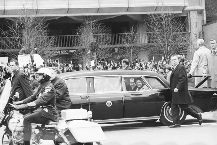 Framed Print : President and Mrs. Nixon in Limousine Framed Print : President and Mrs. Nixon in Limousine