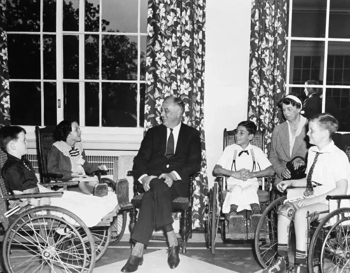Framed Print : The President and Mrs. Roosevelt meet with Polio patients Framed Print : The President and Mrs. Roosevelt meet with Polio patients
