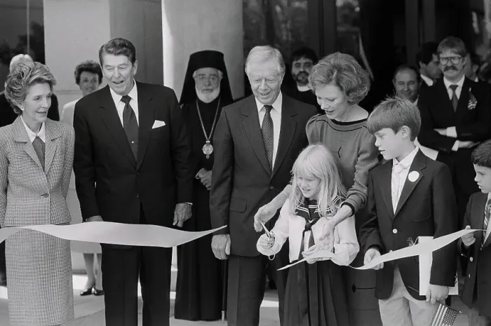 Framed Print : President and Nancy Reagan with Carter Family During Event Framed Print : President and Nancy Reagan with Carter Family During Event