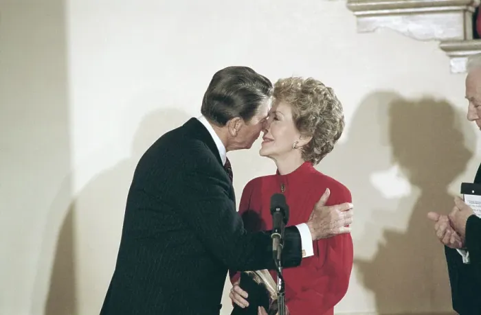 Framed Print : President and Nancy Reagan Kissing Framed Print : President and Nancy Reagan Kissing