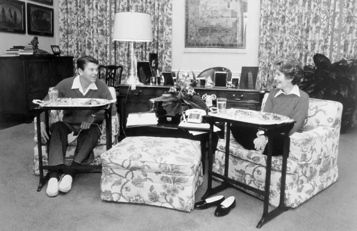 Framed Print : President and Nancy Reagan Relaxing in Their Study Framed Print : President and Nancy Reagan Relaxing in Their Study