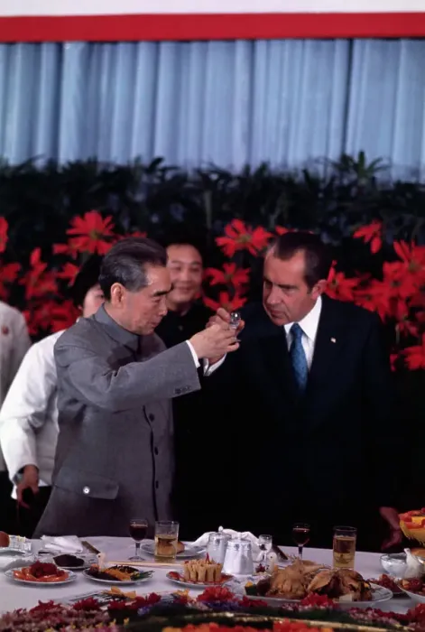 Framed Print : President Nixon and Chou-En-Lai Sharing Toast Framed Print : President Nixon and Chou-En-Lai Sharing Toast