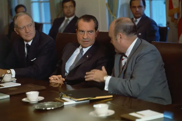Framed Print : President Nixon Conferring with Cabinet Members Framed Print : President Nixon Conferring with Cabinet Members