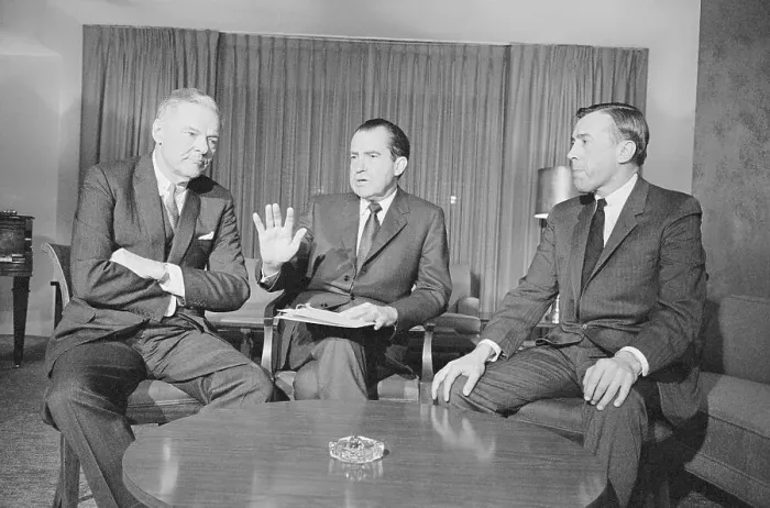 Framed Print : President Nixon Conferring with Peace Negotiators Framed Print : President Nixon Conferring with Peace Negotiators