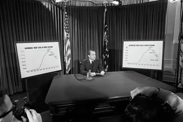 Framed Print : President Nixon Flanked By Charts Framed Print : President Nixon Flanked By Charts