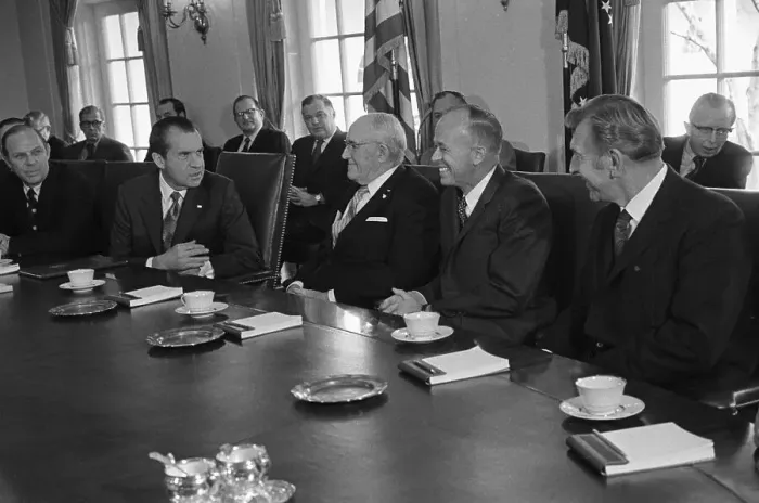 Framed Print : President Nixon Meeting with Construction Industry Leaders Framed Print : President Nixon Meeting with Construction Industry Leaders