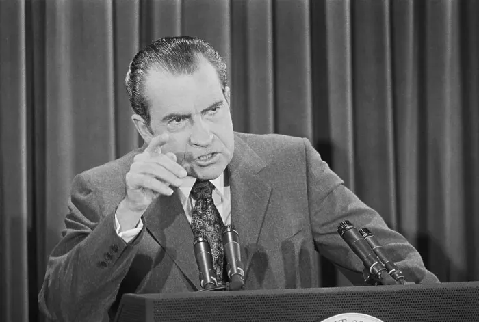 Framed Print : President Nixon at News Conference Framed Print : President Nixon at News Conference