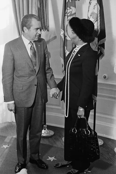 Framed Print : President Nixon and Pearl Bailey Holding Hands Framed Print : President Nixon and Pearl Bailey Holding Hands