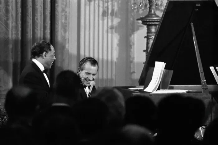 Framed Print : President Nixon Plays Piano Framed Print : President Nixon Plays Piano