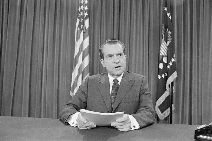 Framed Print : President Nixon Seated During Address Framed Print : President Nixon Seated During Address