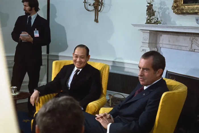 Framed Print : President Nixon with Vietnamese and American Leaders Framed Print : President Nixon with Vietnamese and American Leaders