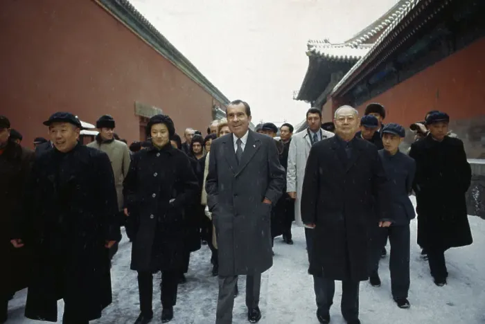 Framed Print : President Nixon Walking in Forbidden City Framed Print : President Nixon Walking in Forbidden City