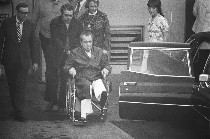 Framed Print : President Nixon in a Wheelchair Framed Print : President Nixon in a Wheelchair