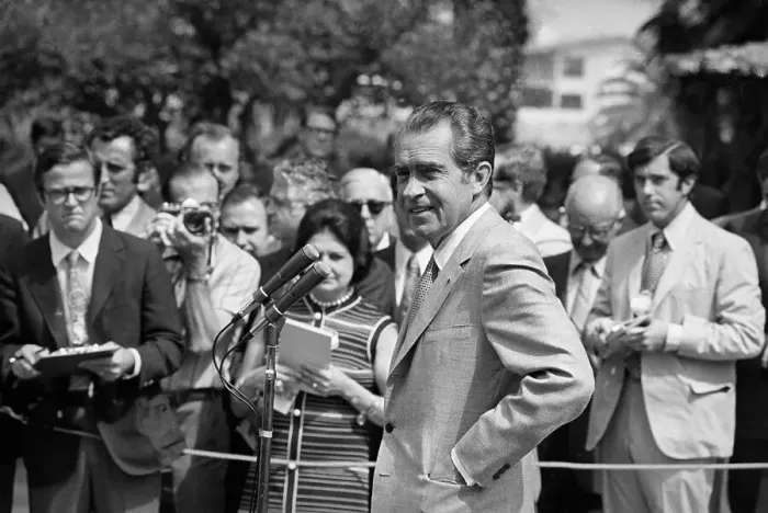 Framed Print : President Nixon at White House Press Conference Framed Print : President Nixon at White House Press Conference