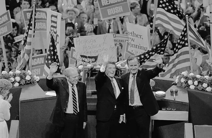 Framed Print : Former President and Presidential Hopefuls Waving to Crowd Framed Print : Former President and Presidential Hopefuls Waving to Crowd