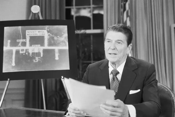 Framed Print : President Reagan Addressing Nation Framed Print : President Reagan Addressing Nation