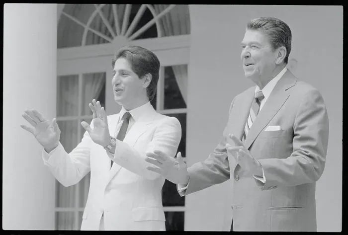 Framed Print : President Reagan and Amin Gemayel Gesturing Framed Print : President Reagan and Amin Gemayel Gesturing