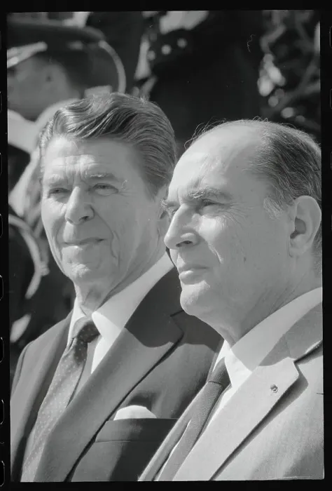 Framed Print : President Reagan with Francois Mitterrand Framed Print : President Reagan with Francois Mitterrand