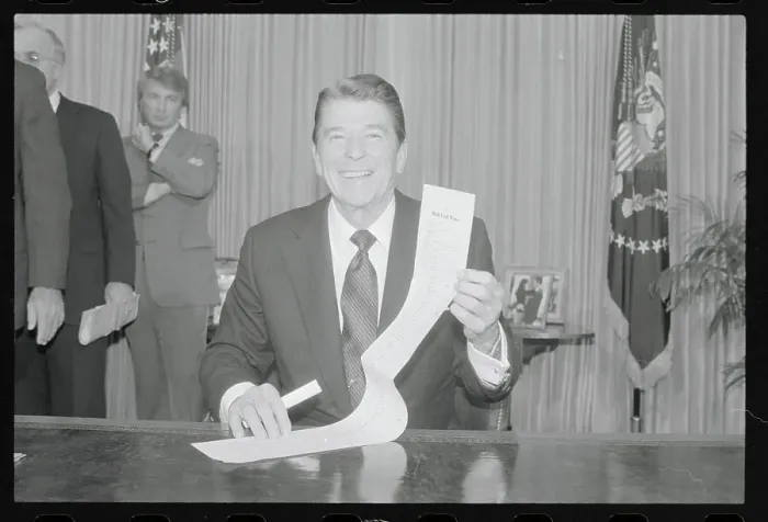 Framed Print : President Reagan Holding a Tally Sheet Framed Print : President Reagan Holding a Tally Sheet