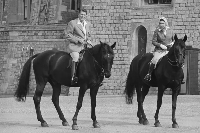 Framed Print : President Reagan Horseback Riding with Queen Elizabeth Framed Print : President Reagan Horseback Riding with Queen Elizabeth