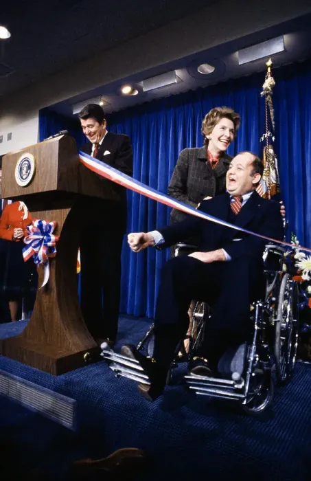 Framed Print : President Reagan and Jim Brady Cutting a Ribbon Framed Print : President Reagan and Jim Brady Cutting a Ribbon