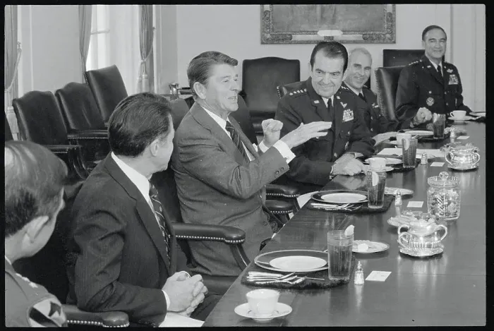 Framed Print : President Reagan Meeting with Colleagues Framed Print : President Reagan Meeting with Colleagues