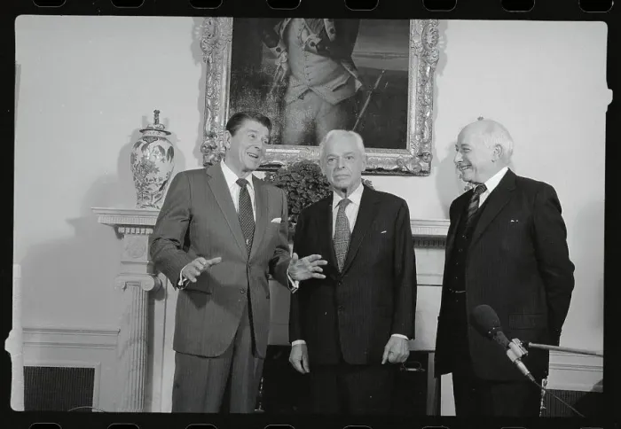 Framed Print : President Reagan Meeting with Colleagues Framed Print : President Reagan Meeting with Colleagues
