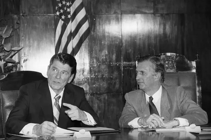 Framed Print : President Reagan Meeting with Edward Seaga Framed Print : President Reagan Meeting with Edward Seaga