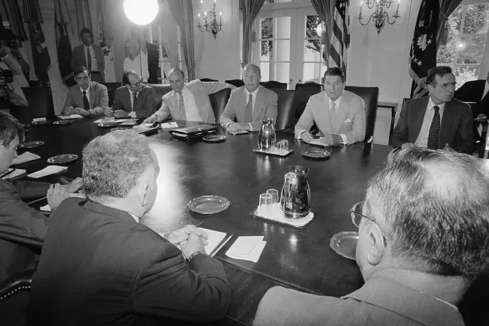 Framed Print : President Reagan Meeting with Government Officials Framed Print : President Reagan Meeting with Government Officials