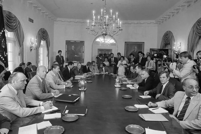 Framed Print : President Reagan Meeting with Government Officials Framed Print : President Reagan Meeting with Government Officials
