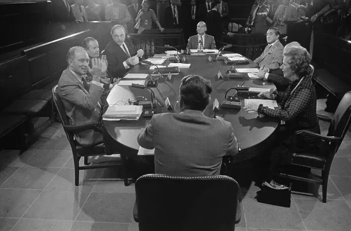 Framed Print : President Reagan Meeting with World Leaders