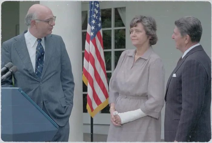 Framed Print : President Reagan with Paul Volcker and Martha Seger Framed Print : President Reagan with Paul Volcker and Martha Seger