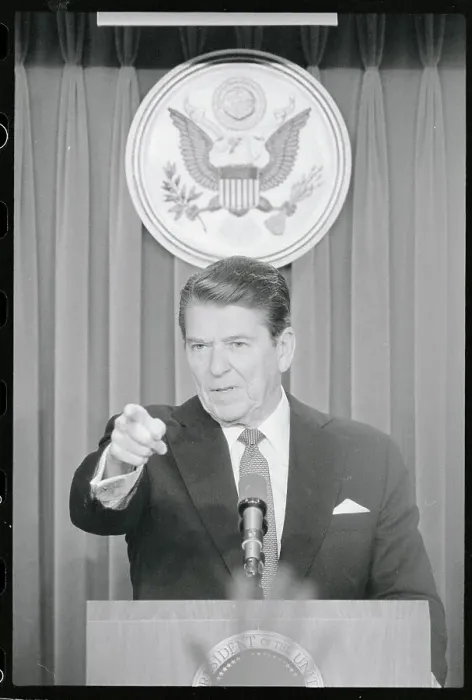 Framed Print : President Reagan Pointing a Finger Framed Print : President Reagan Pointing a Finger