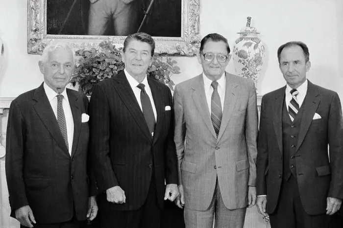 Framed Print : President Reagan Posing with Colleagues Framed Print : President Reagan Posing with Colleagues