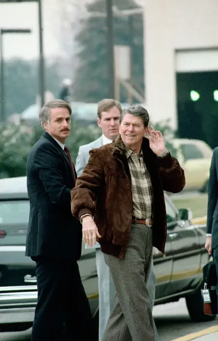 Framed Print : President Reagan Puts Hand to Ear Framed Print : President Reagan Puts Hand to Ear