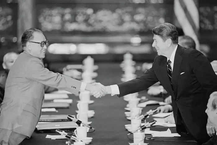 Framed Print : President Reagan Shaking Hands with Zhao Ziyang Framed Print : President Reagan Shaking Hands with Zhao Ziyang