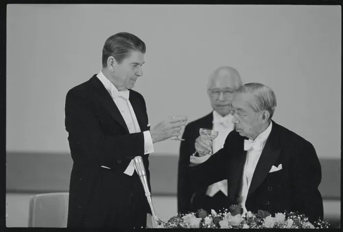 Framed Print : President Reagan Sharing Toast with Emperor Hirohito Framed Print : President Reagan Sharing Toast with Emperor Hirohito