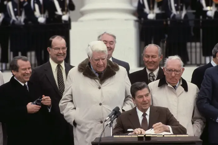 Framed Print : President Reagan Signing Social Security Bill Framed Print : President Reagan Signing Social Security Bill