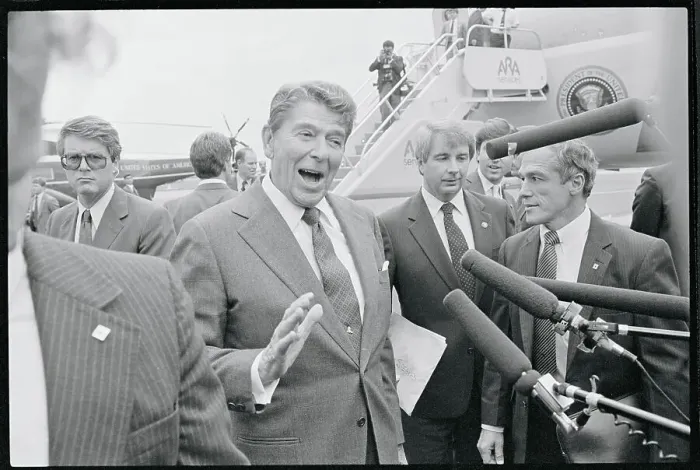 Framed Print : President Reagan Speaking to Newsmen