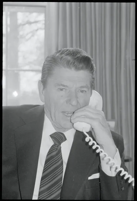 Framed Print : President Reagan Speaking on the Telephone