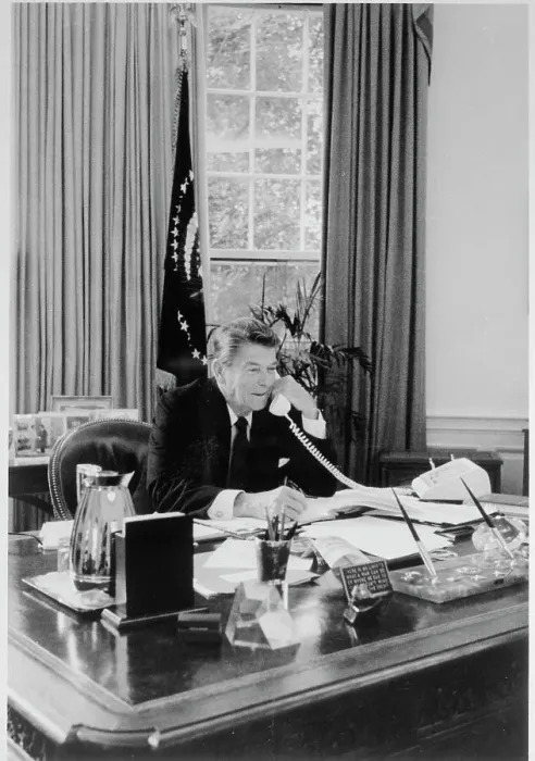 Framed Print : President Reagan Talking on the Phone Framed Print : President Reagan Talking on the Phone