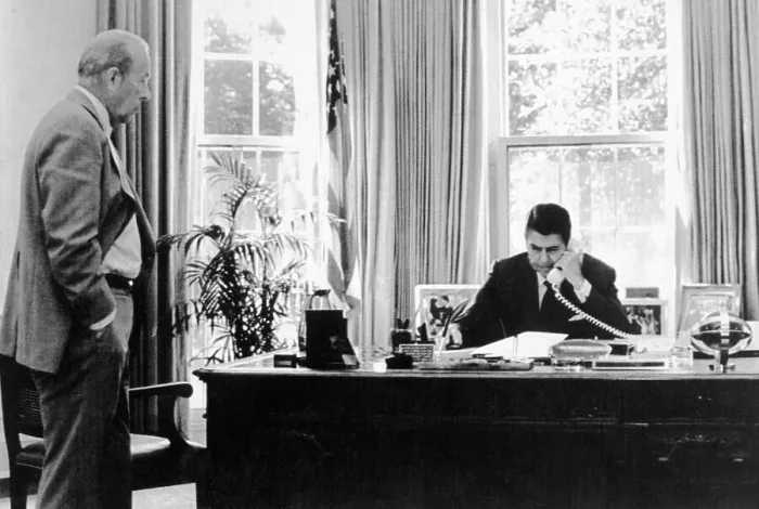 Framed Print : President Reagan Talking on the Telephone Framed Print : President Reagan Talking on the Telephone