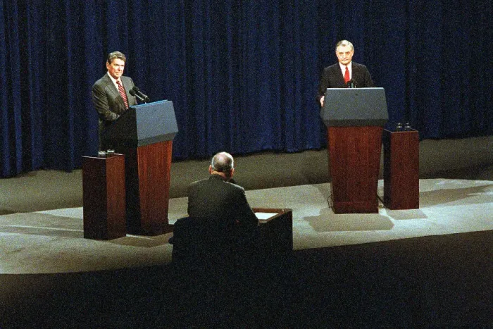Framed Print : President Reagan and Walter Mondale Participating in Debate Framed Print : President Reagan and Walter Mondale Participating in Debate