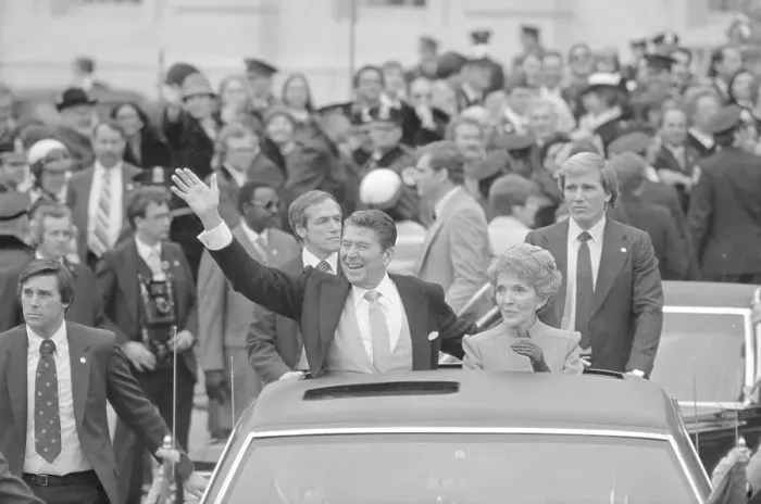 Framed Print : President Reagan Waving to Crowds Framed Print : President Reagan Waving to Crowds