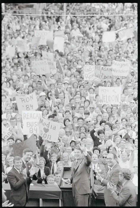 Framed Print : President Reagan Waving to Supporters Framed Print : President Reagan Waving to Supporters