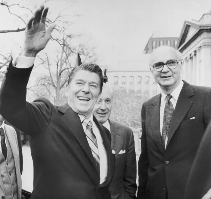 Framed Print : President Reagan Waving by Treasury Building Framed Print : President Reagan Waving by Treasury Building