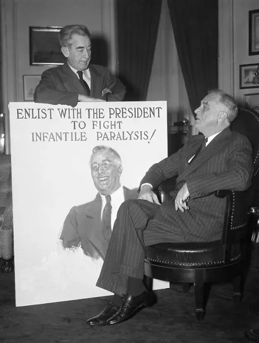 Framed Print : President receives Infantile Paralysis poster Framed Print : President receives Infantile Paralysis poster